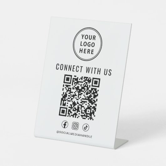 Business Logo QR Code Tabletop 台座サイン (正面)