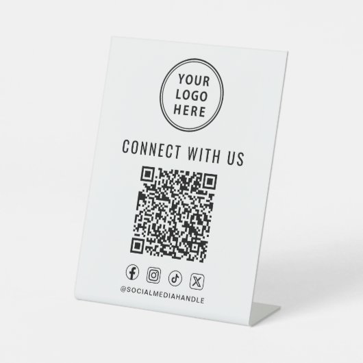 Business Logo QR Code Tabletop 台座サイン (正面)