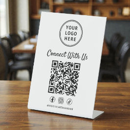 Business Logo QR Code Tabletop 台座サイン
