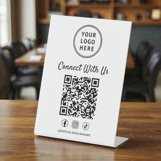 Business Logo QR Code Tabletop 台座サイン