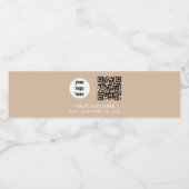 Business Logo QR Code Text Website Beige Customer ペットボトルラベル (シングルラベル)