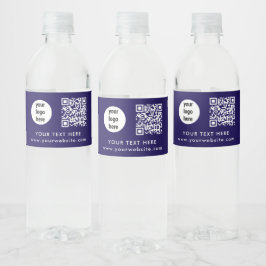 Business Logo QR Code Text Website Blue Customer ペットボトルラベル