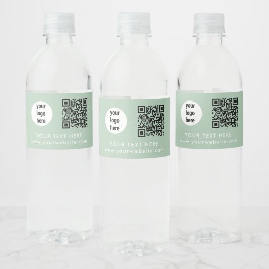 Business Logo QR Code Text Website Green Customer ペットボトルラベル (ボトル)