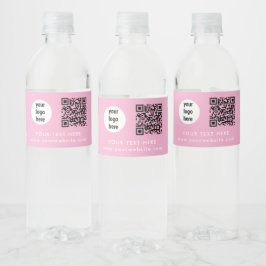 Business Logo QR Code Text Website Pink Customer ペットボトルラベル
