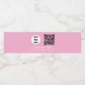 Business Logo QR Code Text Website Pink Customer ペットボトルラベル (シングルラベル)