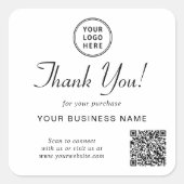 Business Logo QR Code Thank You スクエアシール (正面)