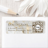 Business Logo Qr Code White Agate Return Address ラベル (インサイチュ)