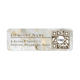 Business Logo Qr Code White Agate Return Address ラベル