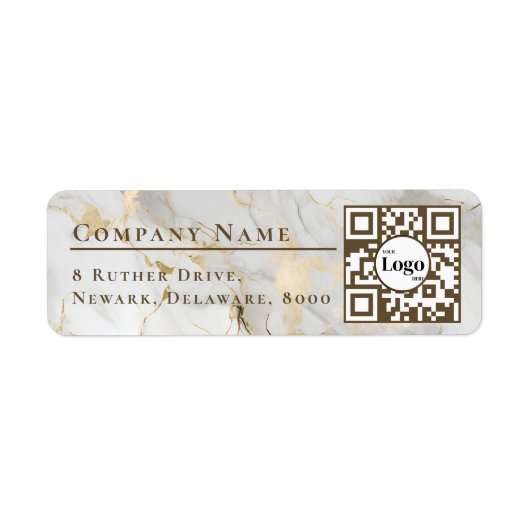 Business Logo Qr Code White Agate Return Address ラベル (正面)
