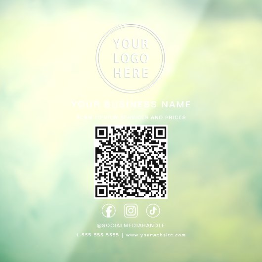 Business Logo QR Code White Lettering ウィンドウサイン (シート3)