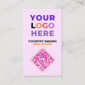 Business Logo & QR Code | White & Pink Bakery 名刺 (正面)