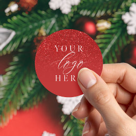 Business Logo Red Christmas ラウンドシール