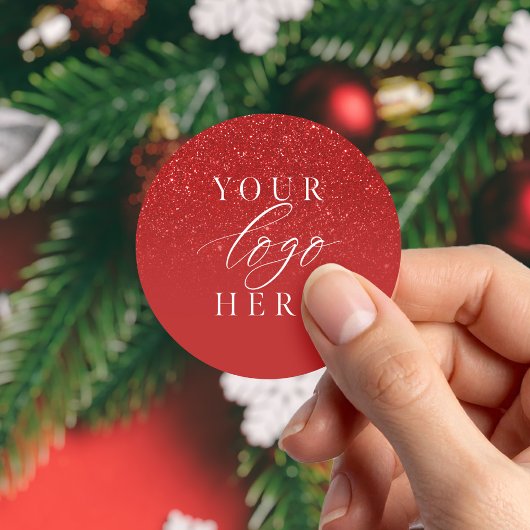 Business Logo Red Christmas ラウンドシール