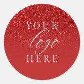 Business Logo Red Christmas ラウンドシール (正面)