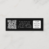 Business Logo ReviewリンクQRコードThank You Black スキニー名刺 (裏面)