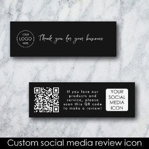 Business Logo ReviewリンクQRコードThank You Black スキニー名刺