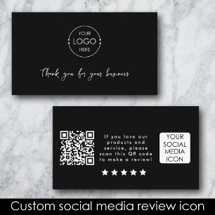 Business Logo ReviewリンクQRコードThank You Black 名刺