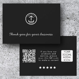 Business Logo Review Link QR Code Thank You Black サンキューカード