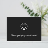 Business Logo Review Link QR Code Thank You Black サンキューカード (スタンド正面)
