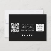 Business Logo Review Link QR Code Thank You Black サンキューカード (裏面)
