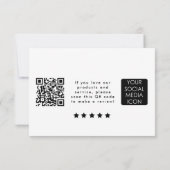 Business Logo Review Link QR Code Thank You White サンキューカード (裏面)