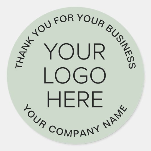 Business Logo Sage Green Thank You ラウンドシール (正面)