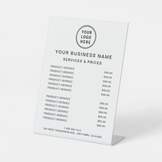 Business Logo Services製品価格表 台座サイン (正面)