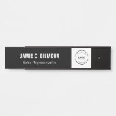 Business logo Simple Black White Custom Employee サインプレート (正面)