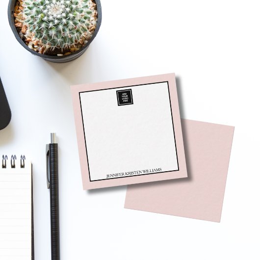 Business Logo simple custom Blush Pink Elegant  ノートカード