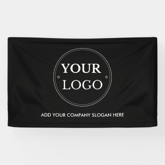 Business Logo Slogan Modern Promotional Black 横断幕 (横)