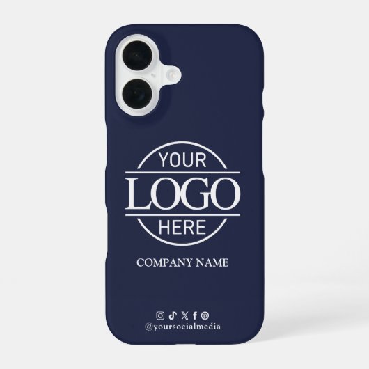 Business Logo & Social Media Blue Promotional iPhone 16ケース (裏面)