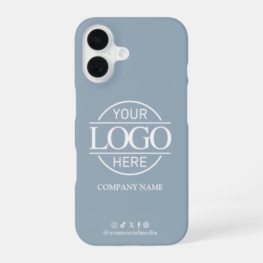 Business Logo & Social Media Blue Promotional iPhone 16ケース (裏面)