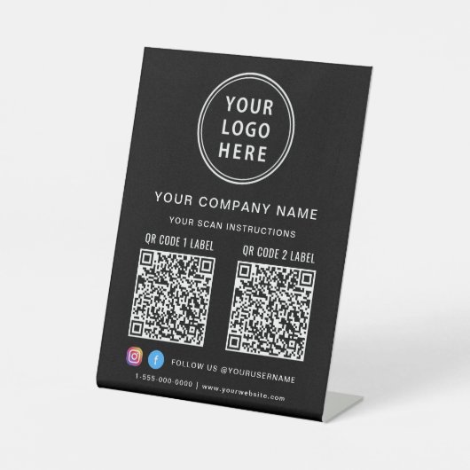 Business Logo Social Media Create 2 QR Codes 台座サイン (正面)