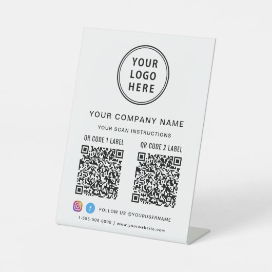 Business Logo Social Media Create 2 QR Codes 台座サイン (正面)