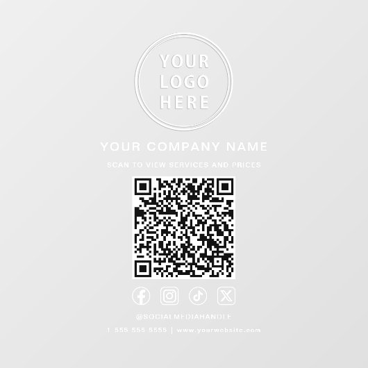 Business Logo Social Media Create Your QR Code ウィンドウサイン (シート)