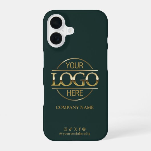 Business Logo & Social Media Green Promotional iPhone 16ケース (裏面)