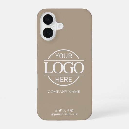 Business Logo & Social Media Taupe Promotional iPhone 16ケース (裏面)