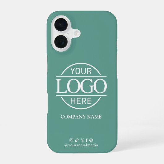 Business Logo & Social Media Teal Promotional iPhone 16ケース (裏面)