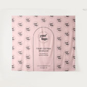 Business Logo Step Repeat Pink & Black Backdrop タペストリー (正面(横))