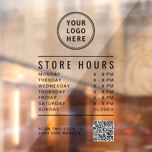 Business Logo Store Hours Create Your QR Code ウィンドウサイン (シート2)