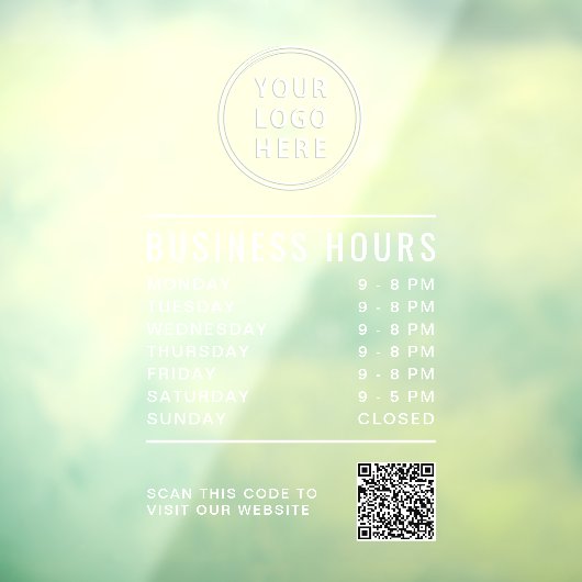 Business Logo Store Hours Create Your QR Code ウィンドウサイン (シート3)