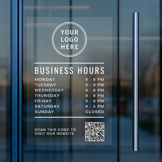 Business Logo Store Hours Create Your QR Code ウィンドウサイン