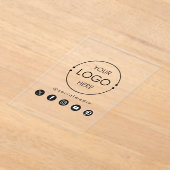 Business Logo Text Social Media Icons Branding アクリル招待状 (レイダウン)