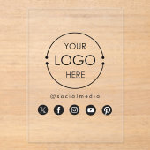 Business Logo Text Social Media Icons Branding アクリル招待状 (正面)