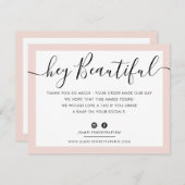 BUSINESS LOGO THANK YOU エレガント BLACK赤面ピンク サンキューカード (正面/裏面)