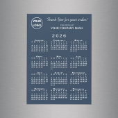 Business Logo Thank You 2026 Calendar Navy Magnet