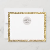 BUSINESS LOGO THANK YOU BLACKエレガント金ゴールドグリッター サンキューカード (裏面)