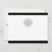 BUSINESS LOGO THANK YOU BLACKエレガント金ゴールドグリッター サンキューカード (裏面)
