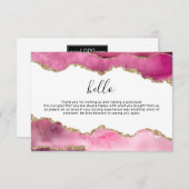 Business Logo Thank You Note | ピンクの瑪瑙 サンキューカード (正面/裏面)