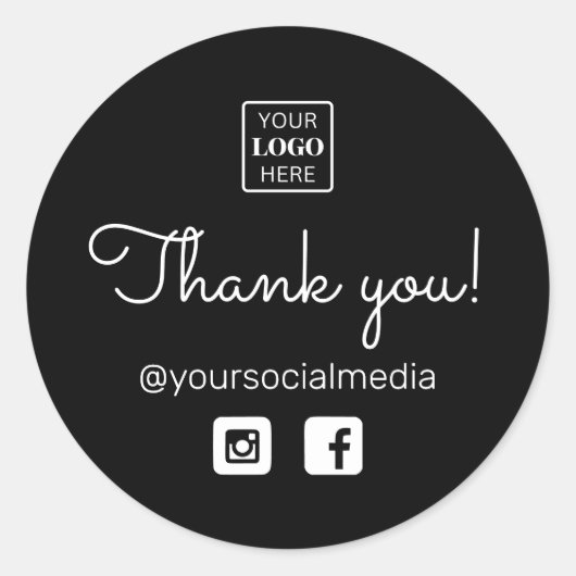 Business Logo Thank you Writhal Social Media ラウンドシール (正面)